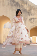 Gulab Baagh Anarkali Cotton Suit Set-P1041WH_PINK
