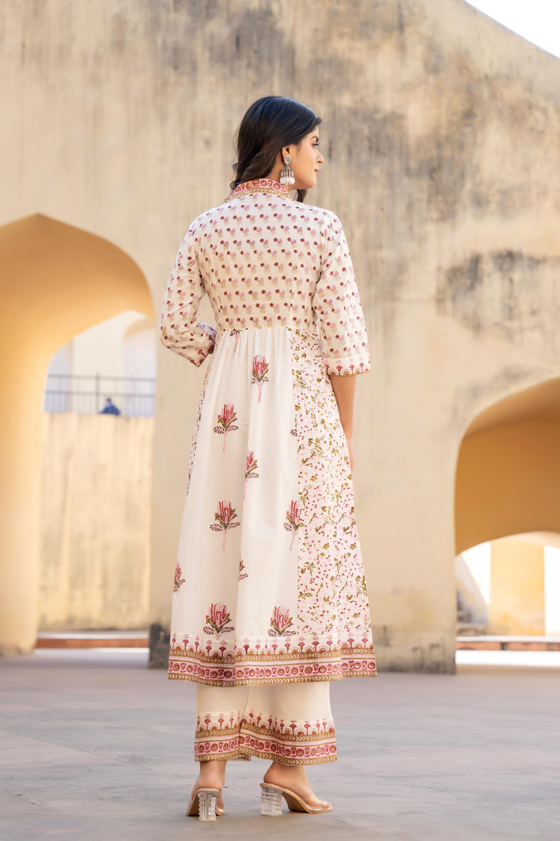 Gulab Baagh Anarkali Cotton Suit Set-P1041WH_PINK