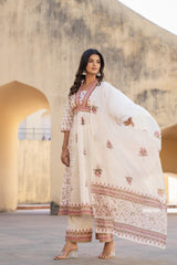Gulab Baagh Anarkali Cotton Suit Set-P1041WH_PINK