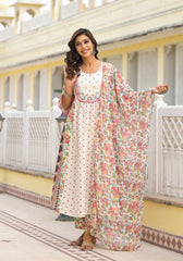 Off-White Printed Ethnic Set with Dupatta-P1049OFFWHITE