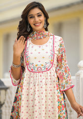 Off-White Printed Ethnic Set with Dupatta-P1049OFFWHITE