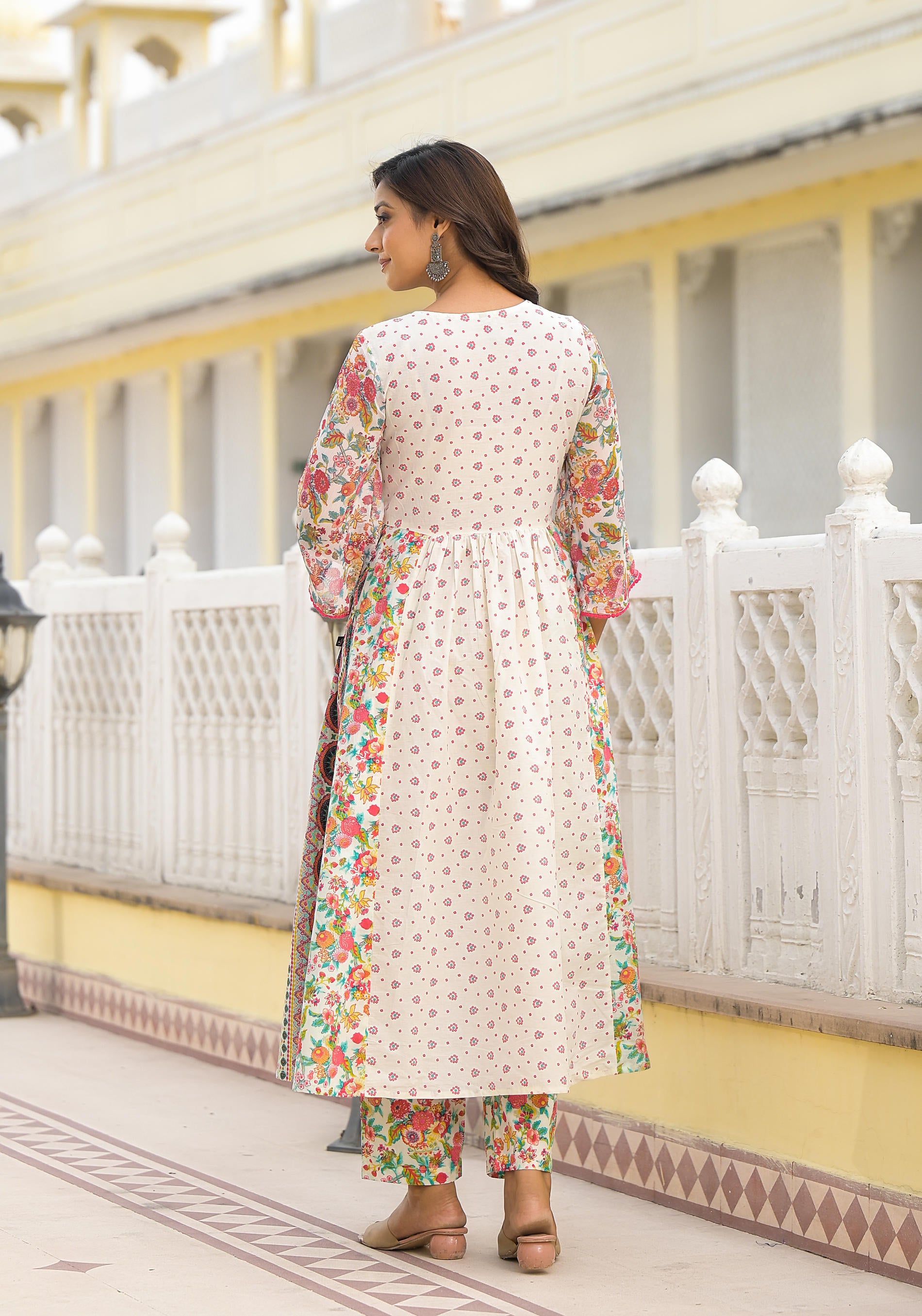 Off-White Printed Ethnic Set with Dupatta-P1049OFFWHITE