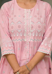 Gulabi Noor Cotton Peplum Tunic-P1063PINK