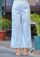 Sky Blue Solid Cotton Kurta Pant And Dupatta Set With Thread Embroidery-P1071SKYBLUE