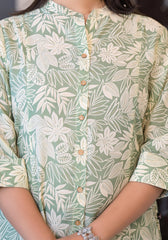 Sage Green Floral Printed Straight Kurta Set-P1076GREEN