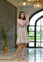Blush Blockprint Tiered Mini Dress-P1080PINK