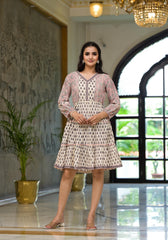 Blush Blockprint Tiered Mini Dress-P1080PINK