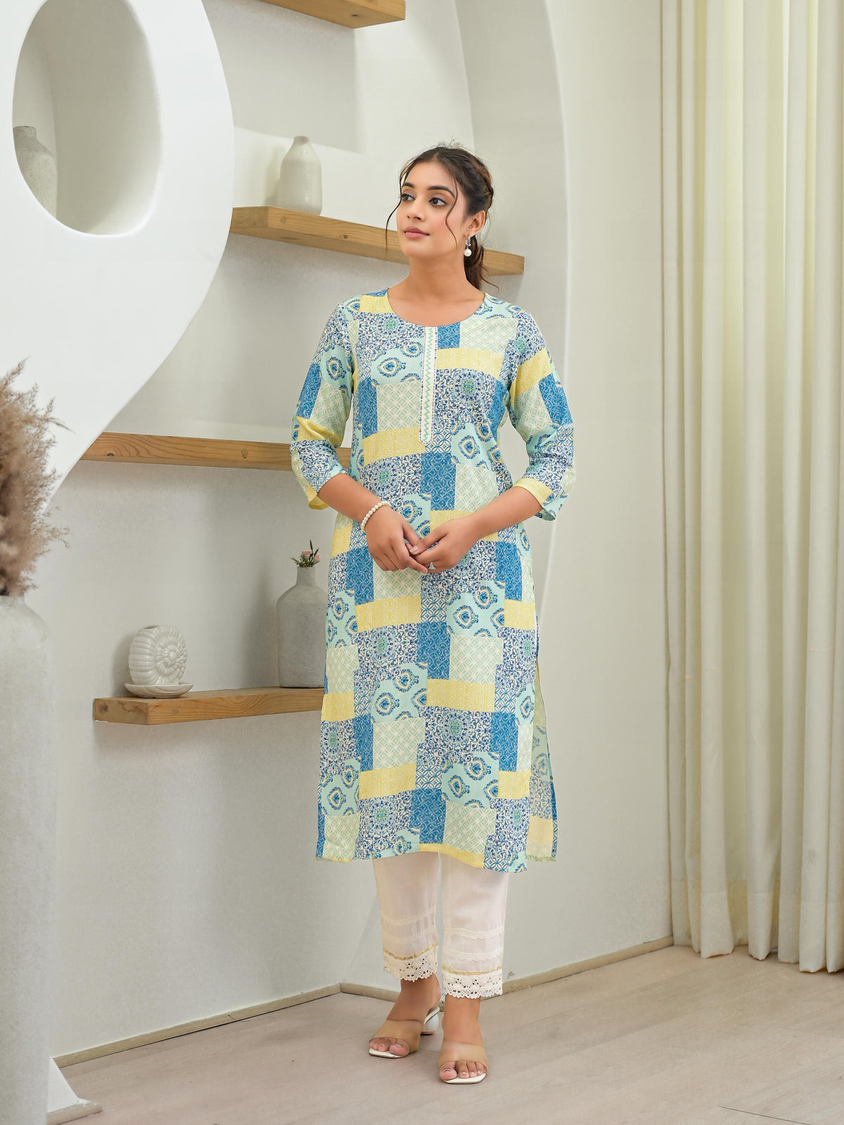 Multi color straight kurta-P1086C_MULTI