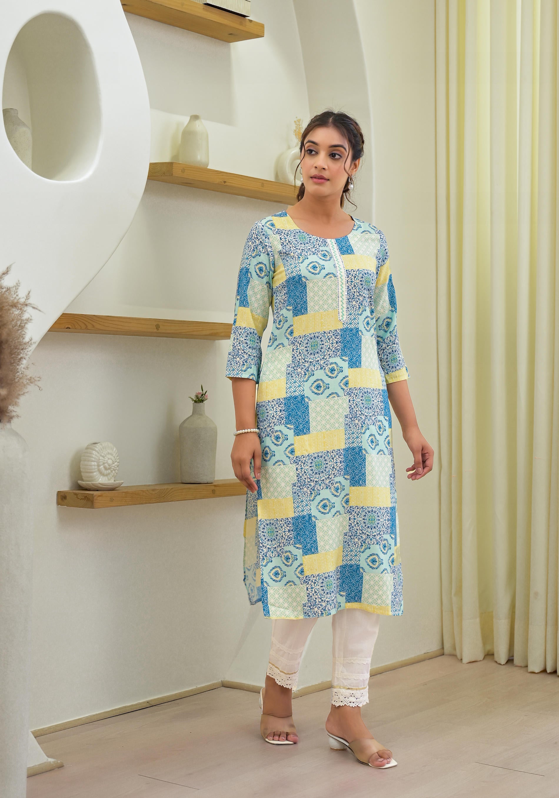 Multi color straight kurta-P1086C_MULTI