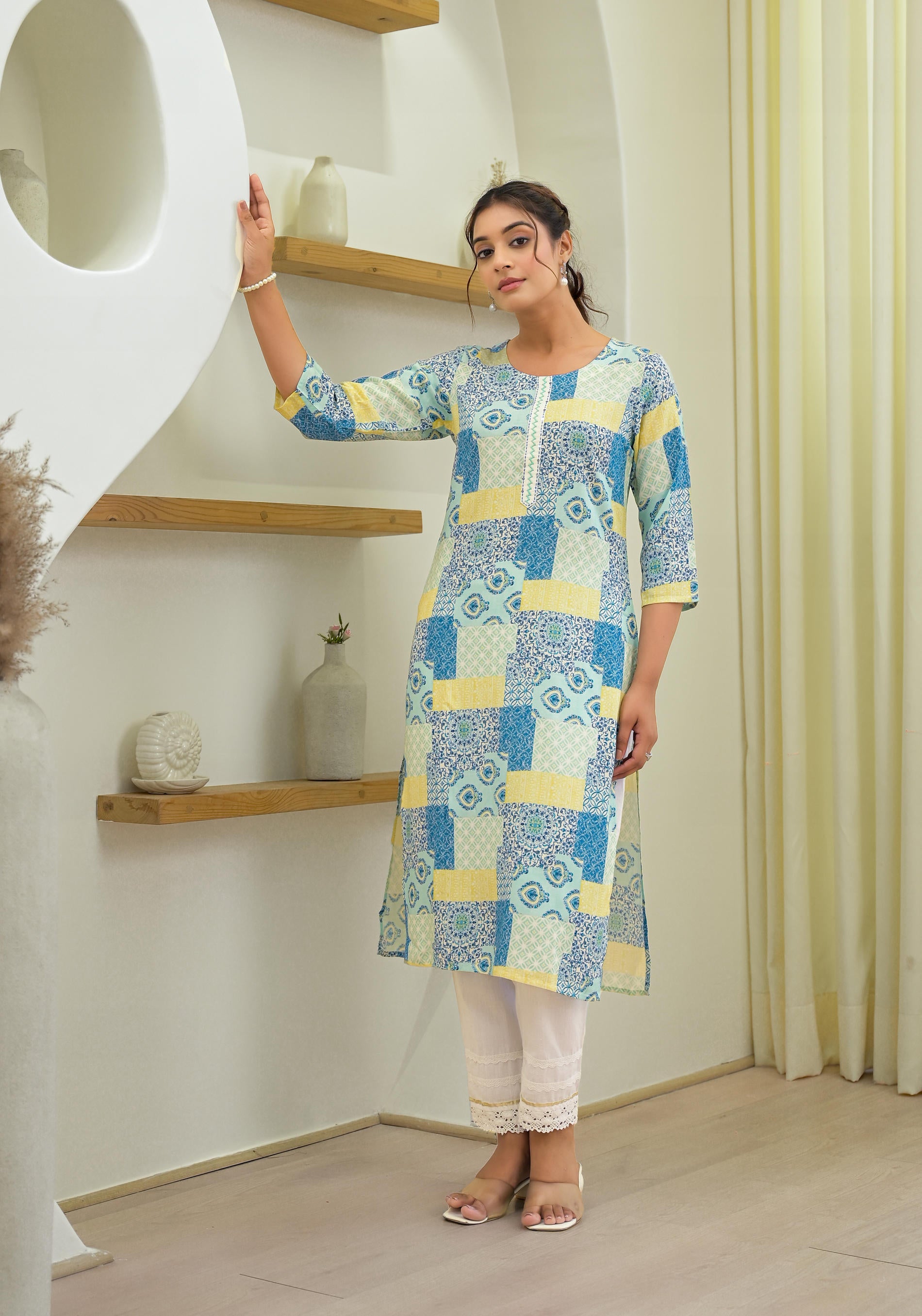 Multi color straight kurta-P1086C_MULTI