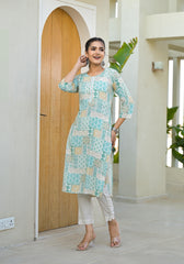 Multi color straight kurta-P1086MINTGREEN
