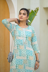 Multi color straight kurta-P1086MINTGREEN