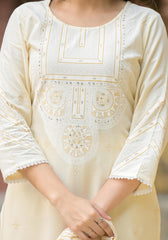 Women White Printed Kurta Pant Dupatta-P1090WHITE_ON