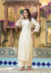 Women White Printed Kurta Pant Dupatta-P1090WHITE_ON