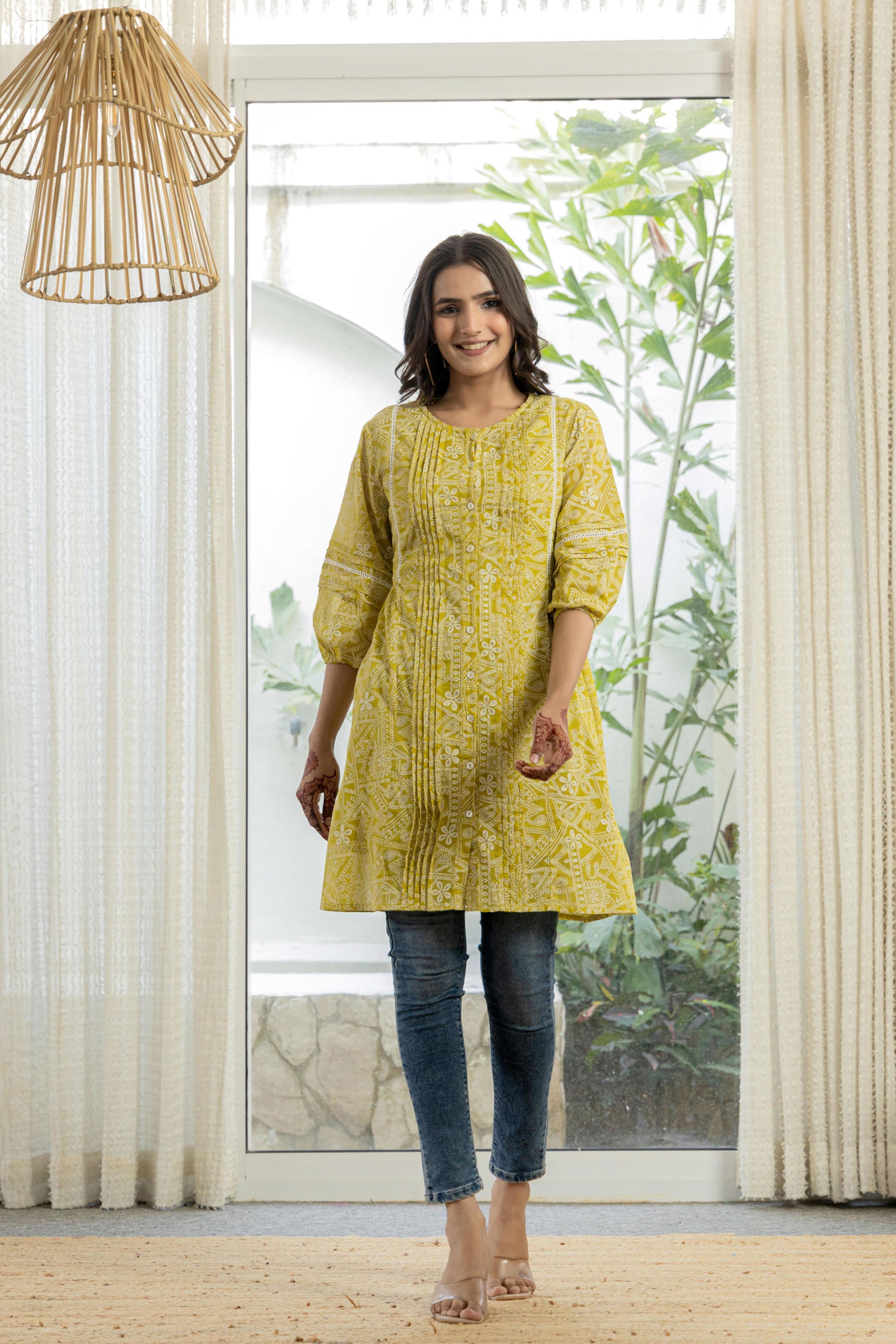 Women Lemon Printed  Kurta