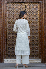 Women White Printed Kurta Pant Dupatta-P1094WHITE_ON