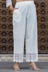 Women White Printed Kurta Pant Dupatta-P1094WHITE_ON