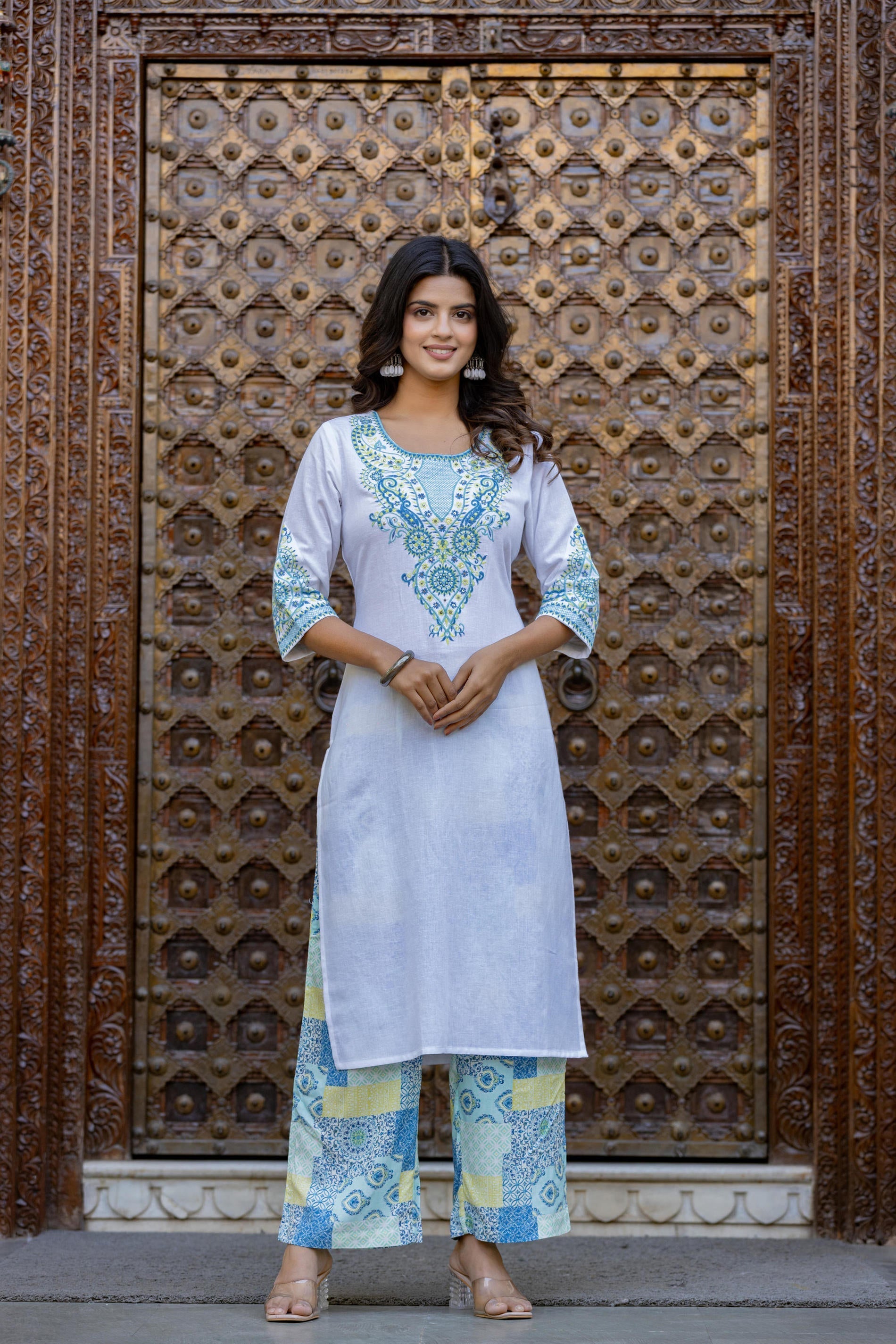 Blue Ethnic Printed Kurta Set with Dupatta | DesiQlo