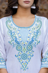 Blue Ethnic Printed Kurta Set with Dupatta