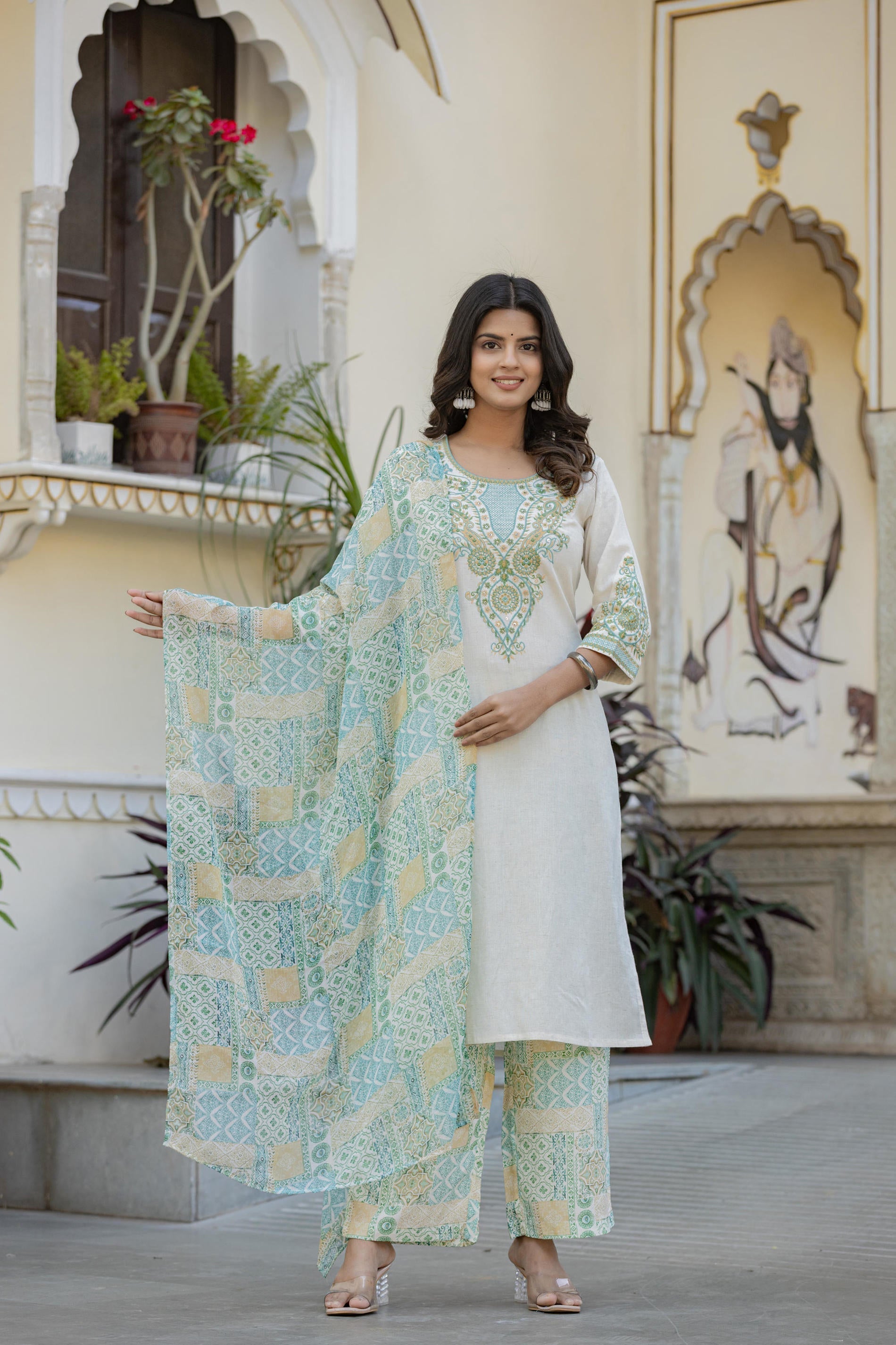 Multi Color Ethnic Printed Kurta Set with Dupatta | DesiQlo