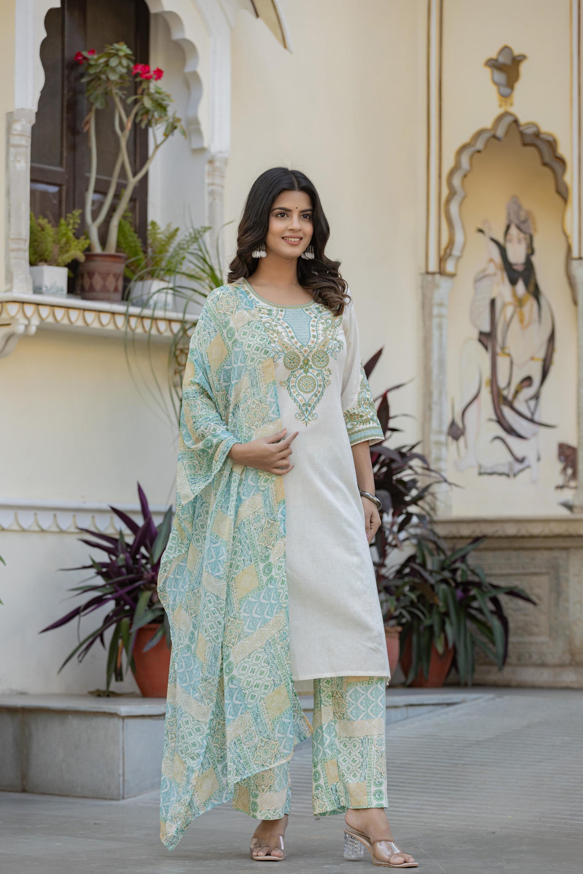Multi Color Ethnic Printed Kurta Set with Dupatta | DesiQlo