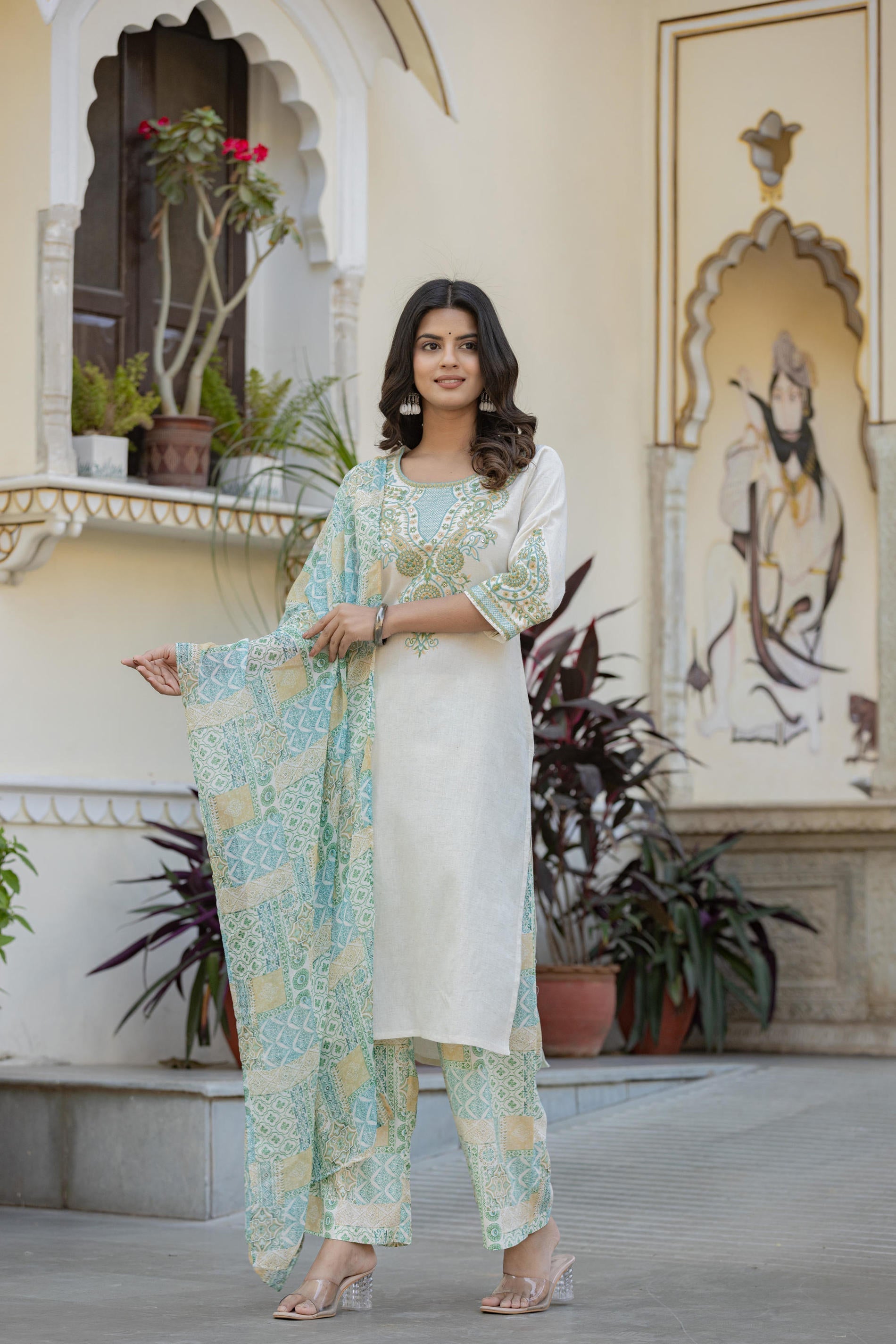Multi Color Ethnic Printed Kurta Set with Dupatta | DesiQlo