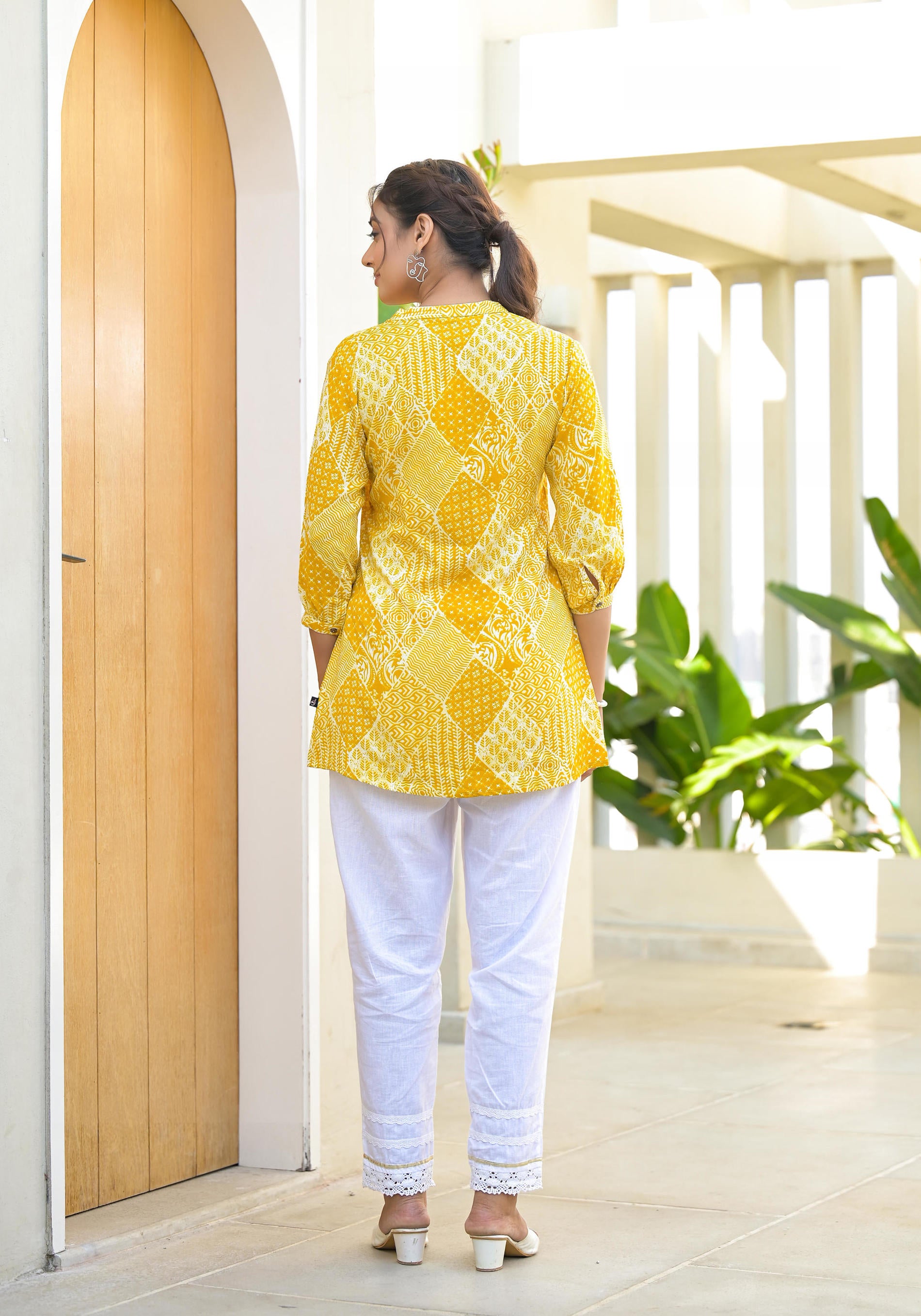 Women Mustard Printed Tunic