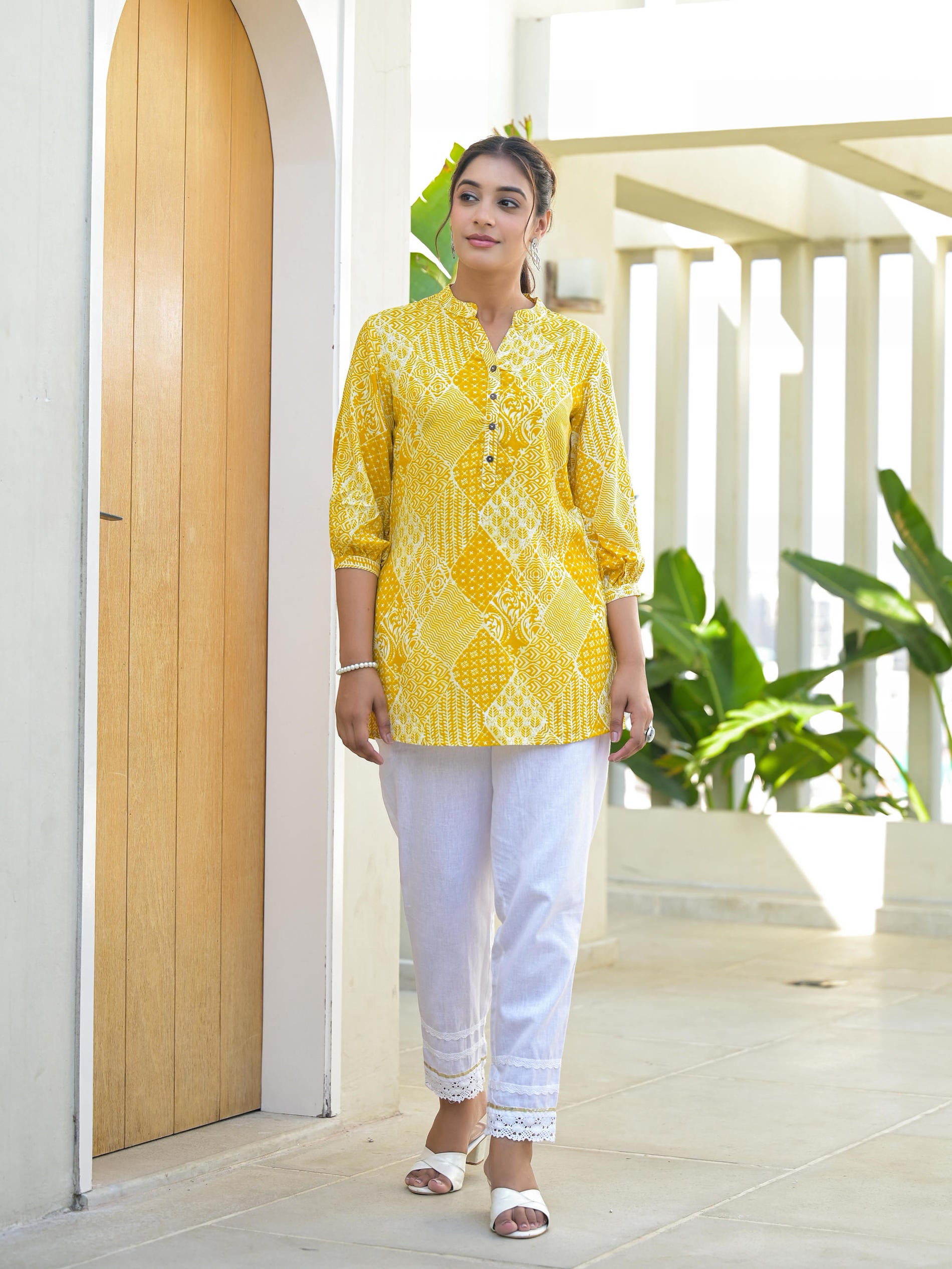 Women Mustard Printed Tunic