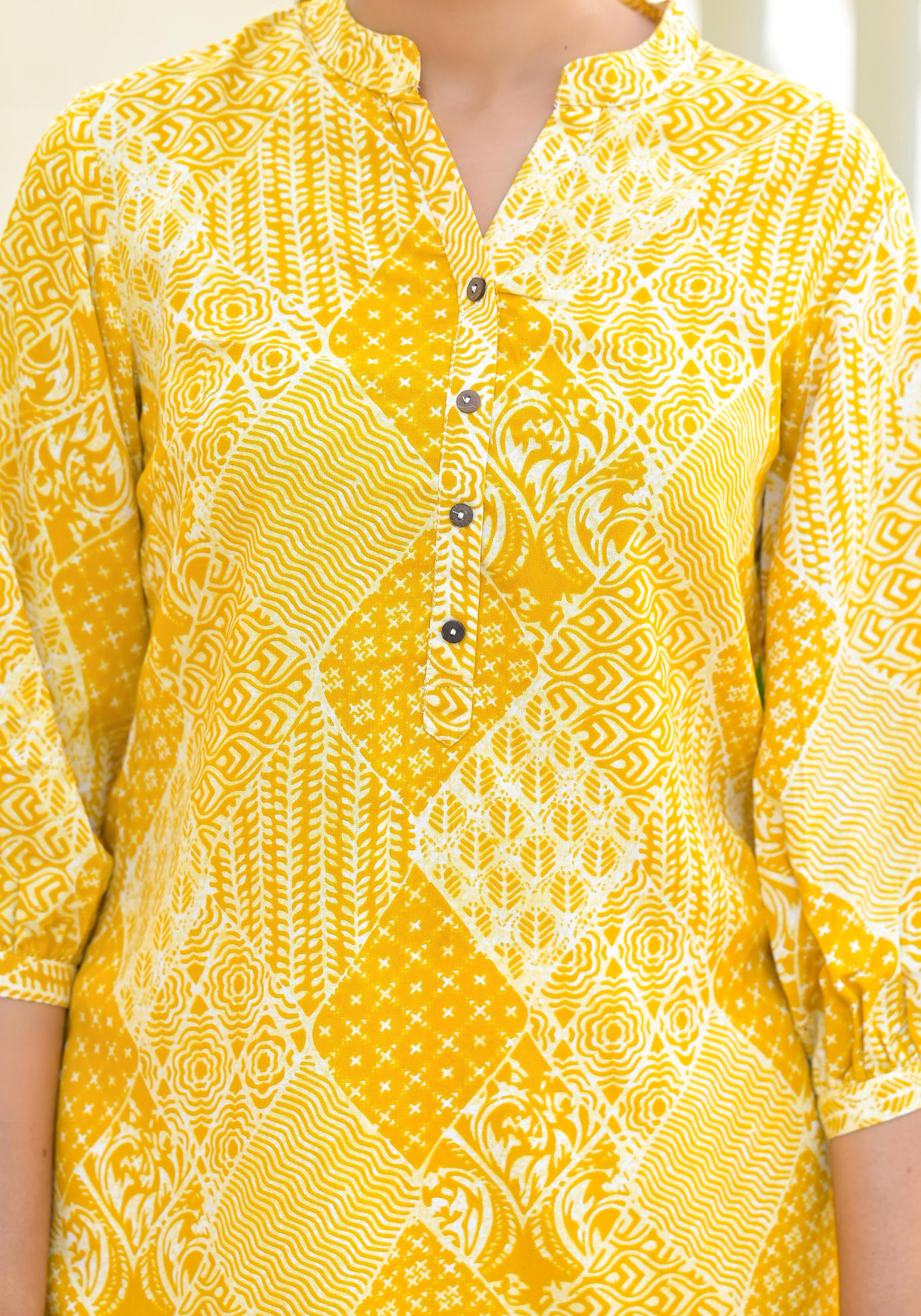 Women Mustard Printed Tunic