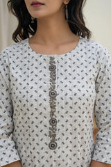 White Minimal Motif Printed Kurta-P11150OTGREY