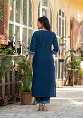 Indigo Blue Printed Kurta Set with Dupatta-P1129BLUE