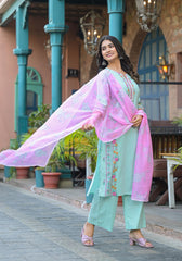 Pastel Harmony printed Kurta Set-P1165MINTGREEN
