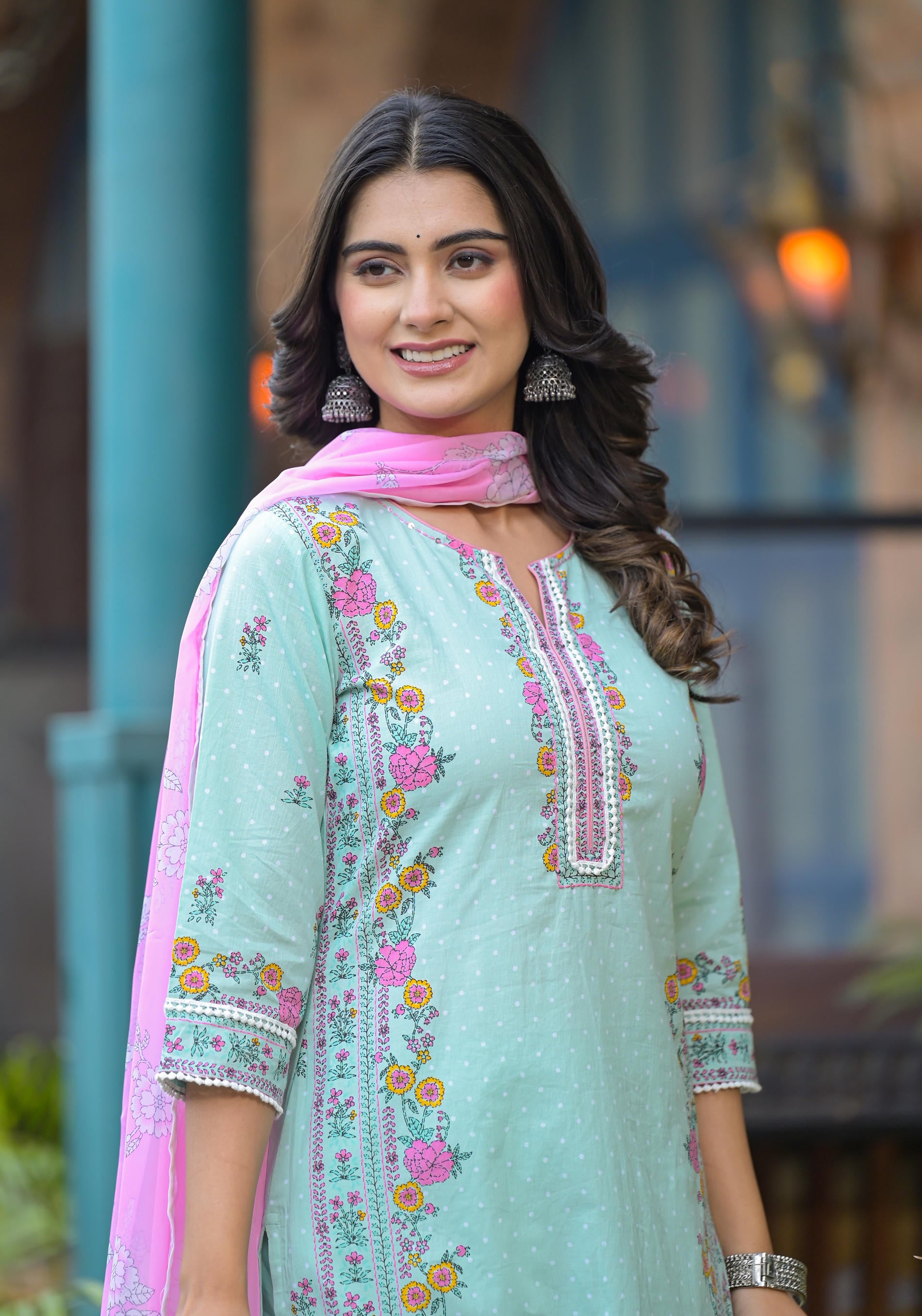 Pastel Harmony printed Kurta Set-P1165MINTGREEN