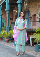 Pastel Harmony printed Kurta Set-P1165MINTGREEN