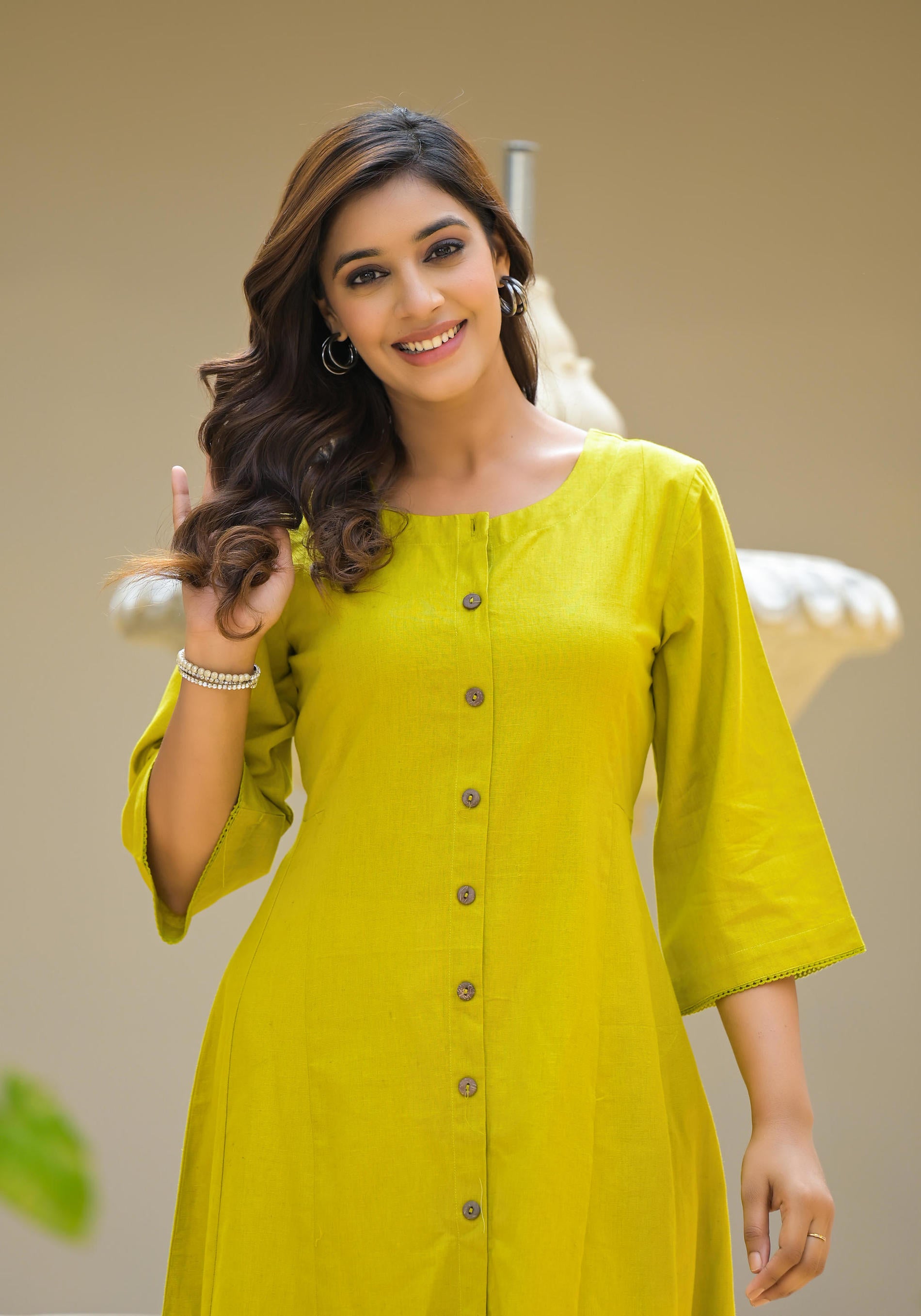 Women Lime Solid Kurta