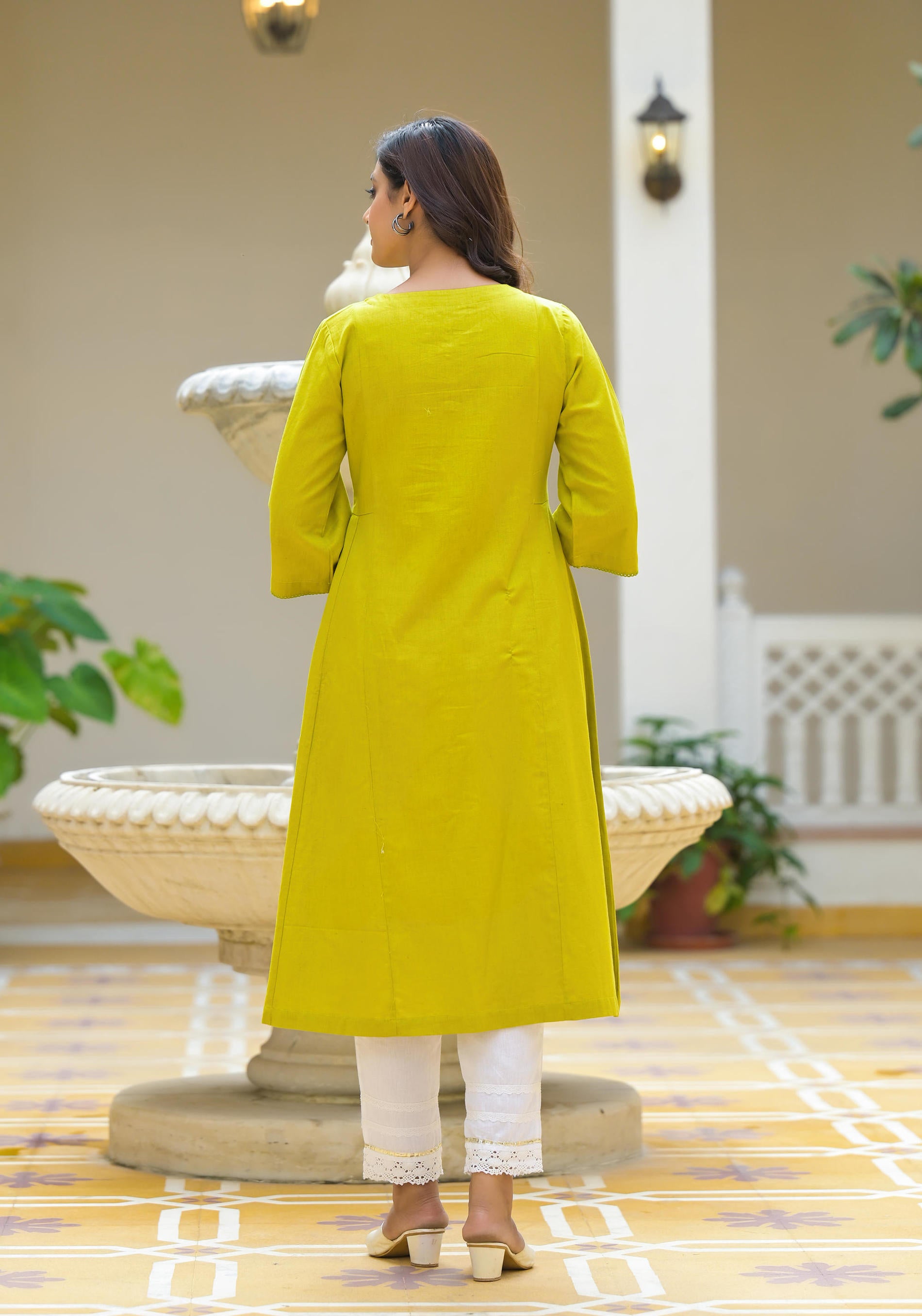 Women Lime Solid Kurta