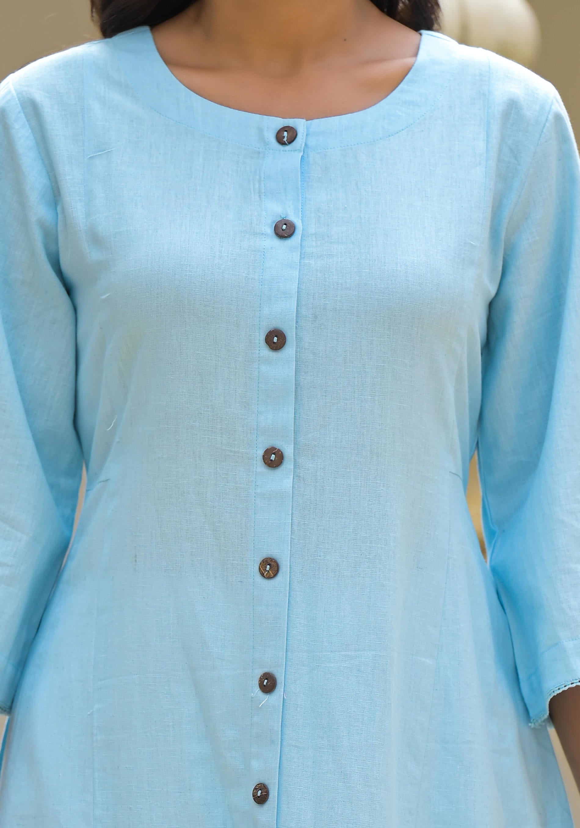 Women Powderblue Solid Kurta
