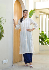 Minimal Ivory Striped Straight Kurta-P1180IVORY