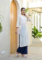 Minimal Ivory Striped Straight Kurta-P1180IVORY