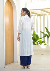 Minimal Ivory Striped Straight Kurta-P1180IVORY