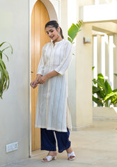 Minimal Ivory Striped Straight Kurta-P1180IVORY