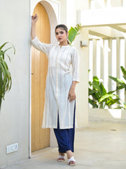 Minimal Ivory Striped Straight Kurta-P1180IVORY
