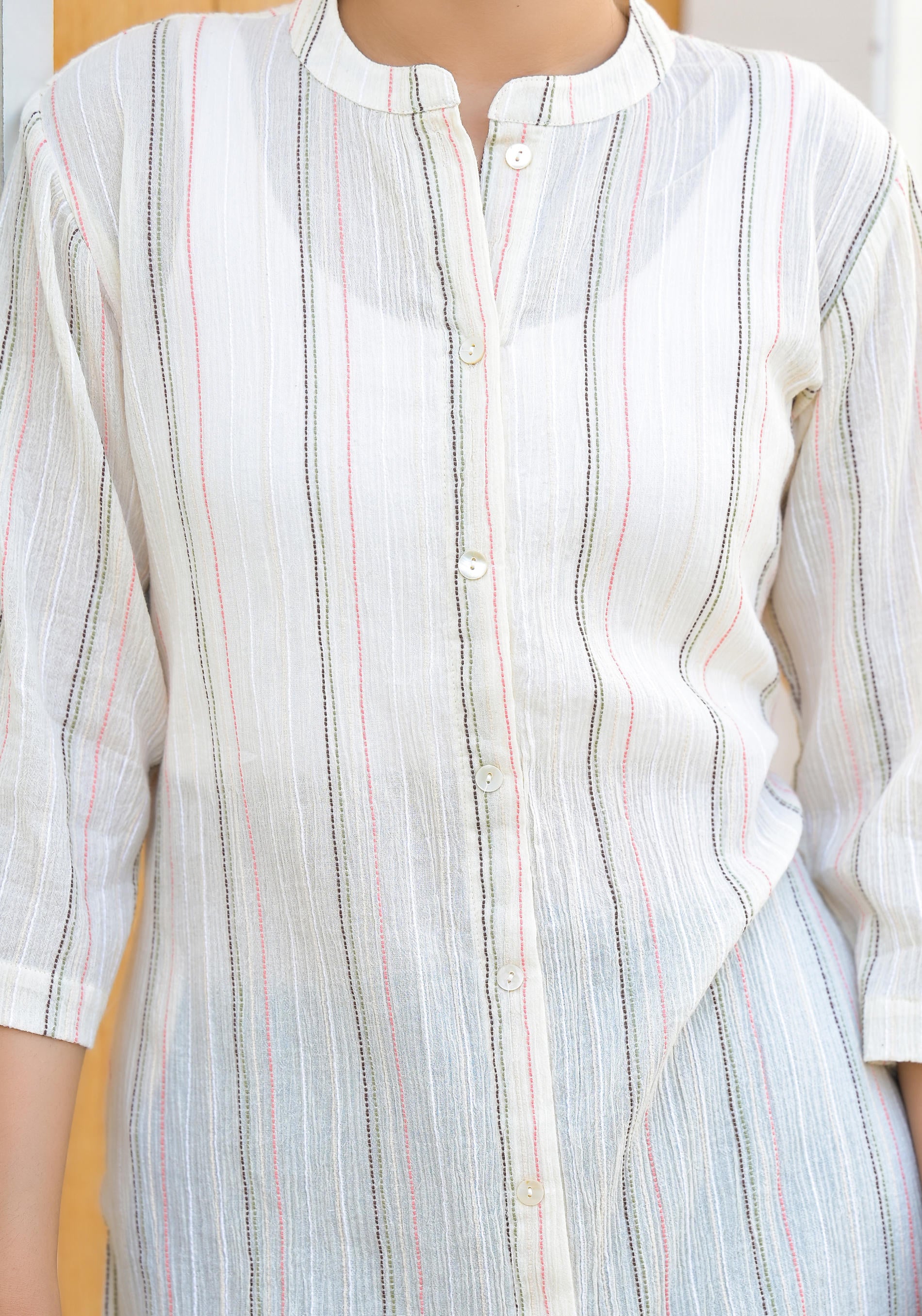 Minimal Ivory Striped Straight Kurta-P1180IVORY