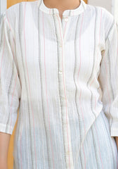 Minimal Ivory Striped Straight Kurta-P1180IVORY