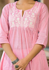 Onion Pink Solid Cotton Kurta With Thread Embroidery-P1198ONIONPINK_OF
