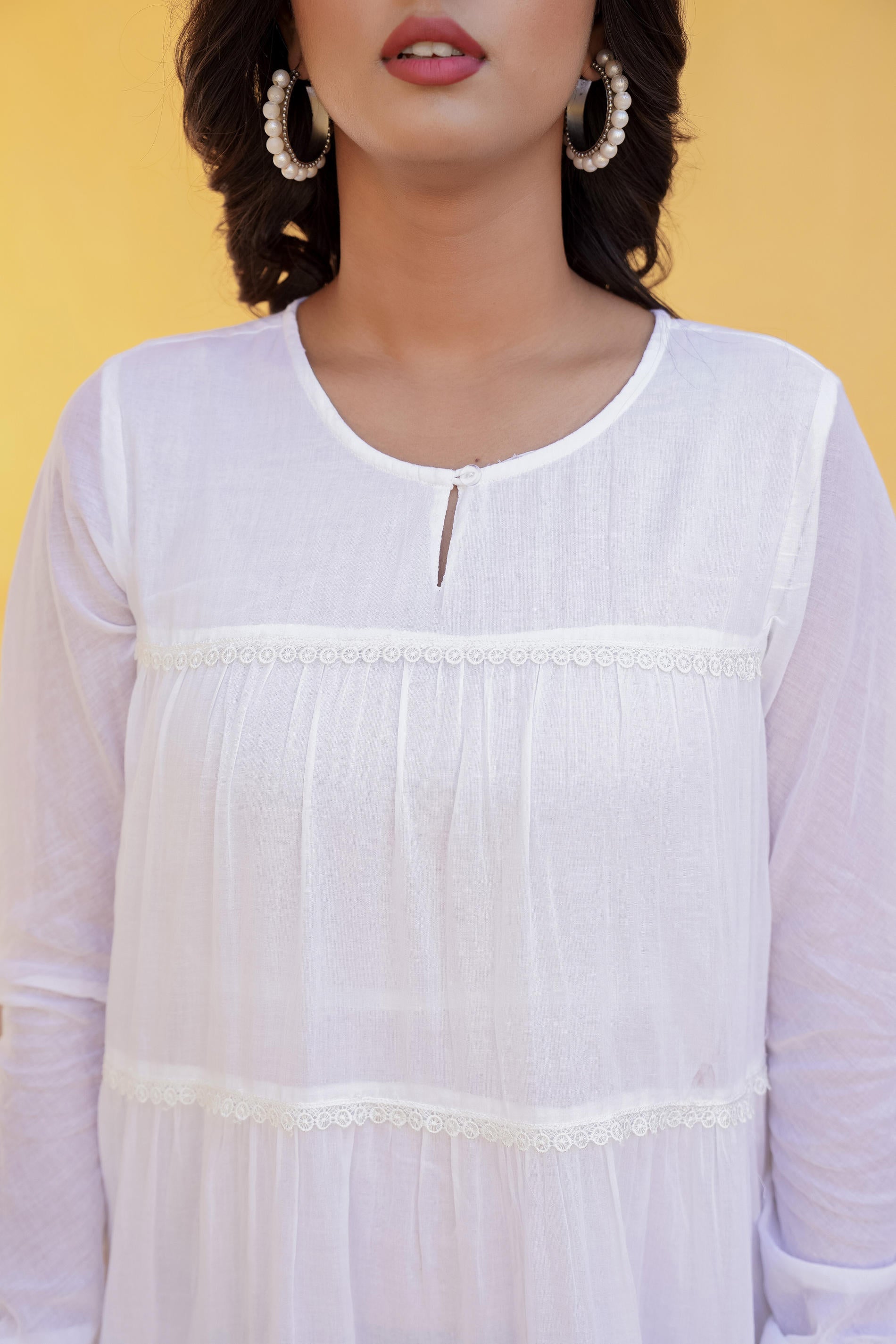 Snowfall Breeze Tiered Maxi Dress-P1209WHITE