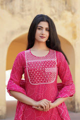 Women Fuchsia Print With Embroidered Kurta Pant Dupatta-P1221FUCHSIA_ON