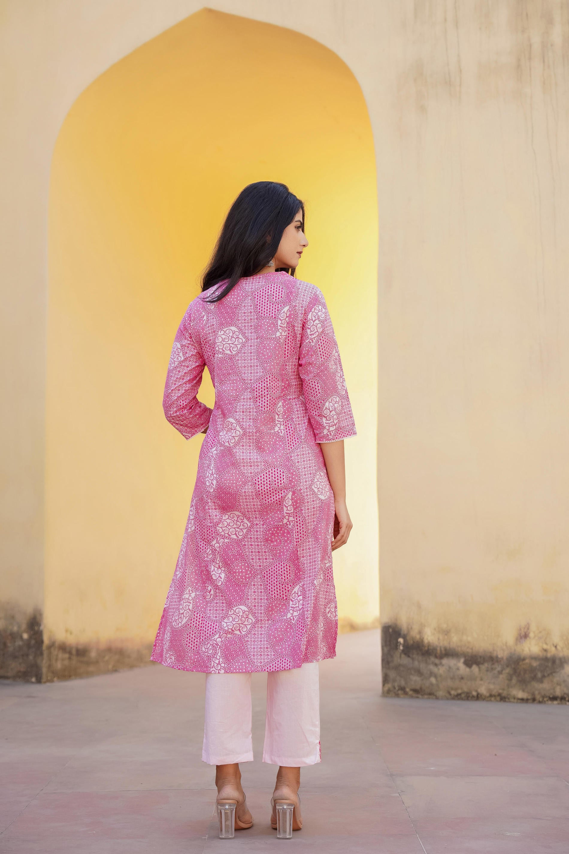 Women Lightpink Print With Embroidered Kurta Pant Dupatta