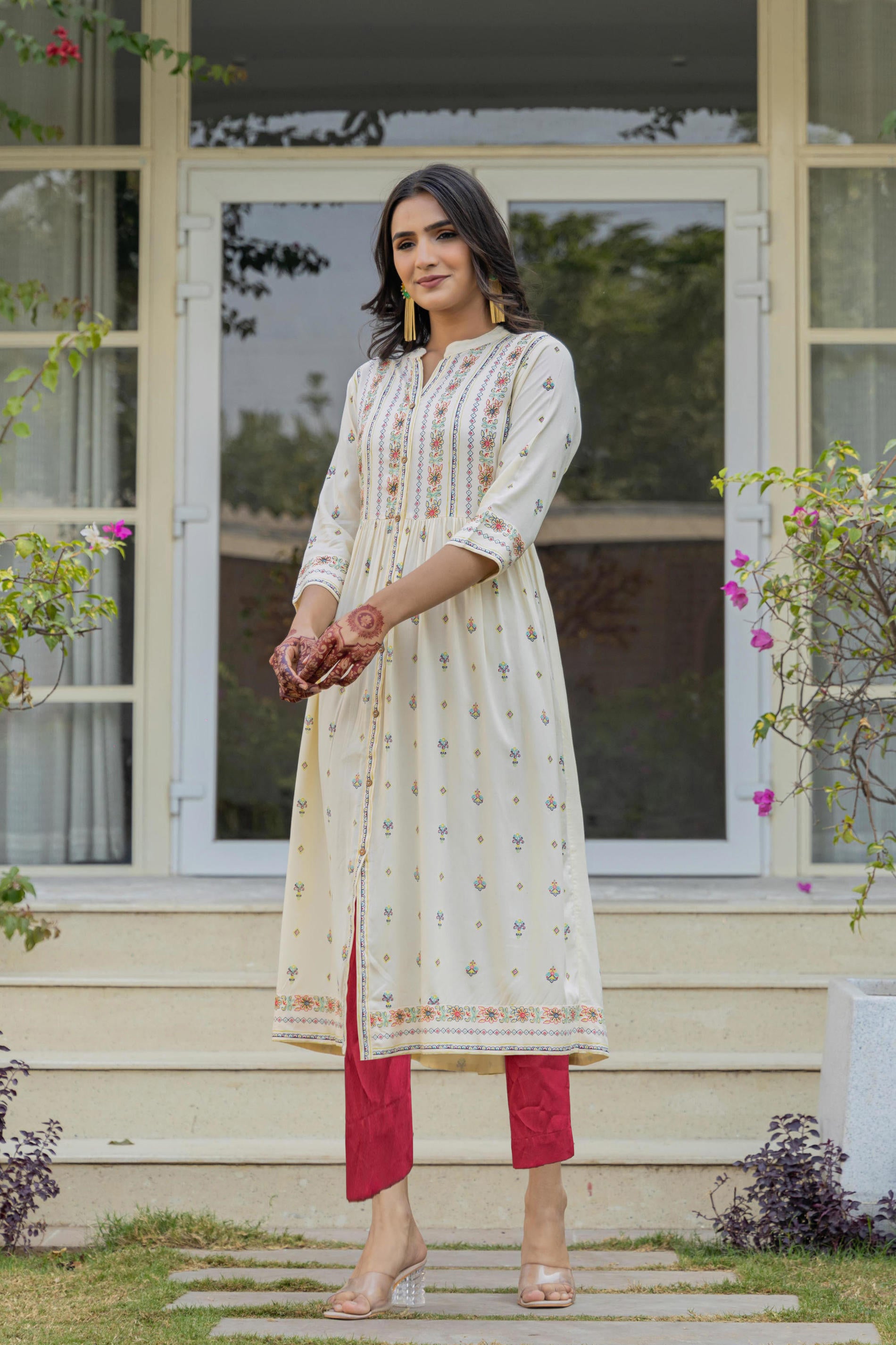 Women Ivory Printed Kurta