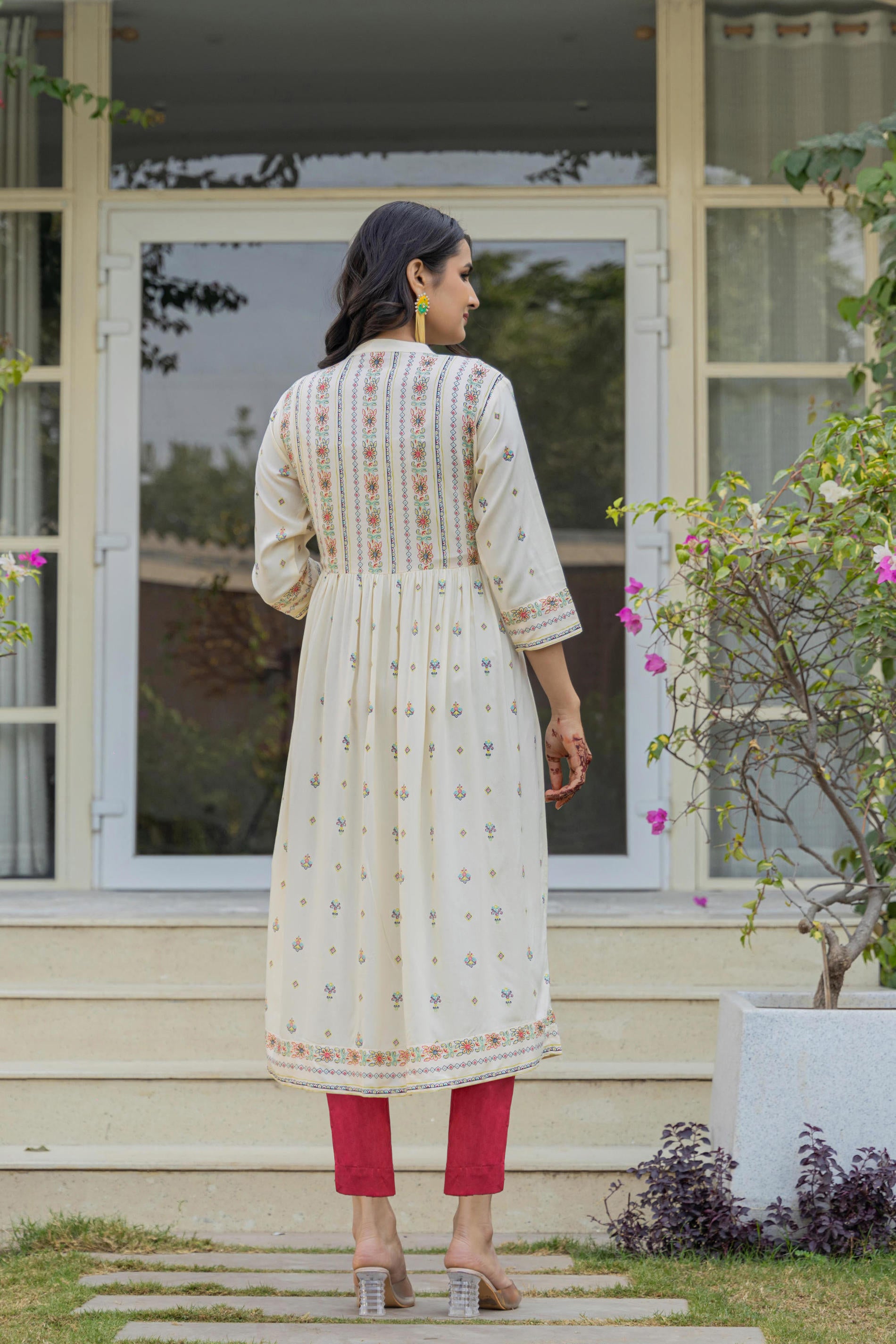 Women Ivory Printed Kurta